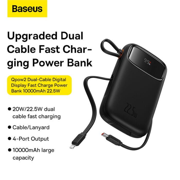 Baseus Qpow2 20000mAh 30W Dual Cable Fast Charge Power Bank GenArc Sri Lanka Cover (4)