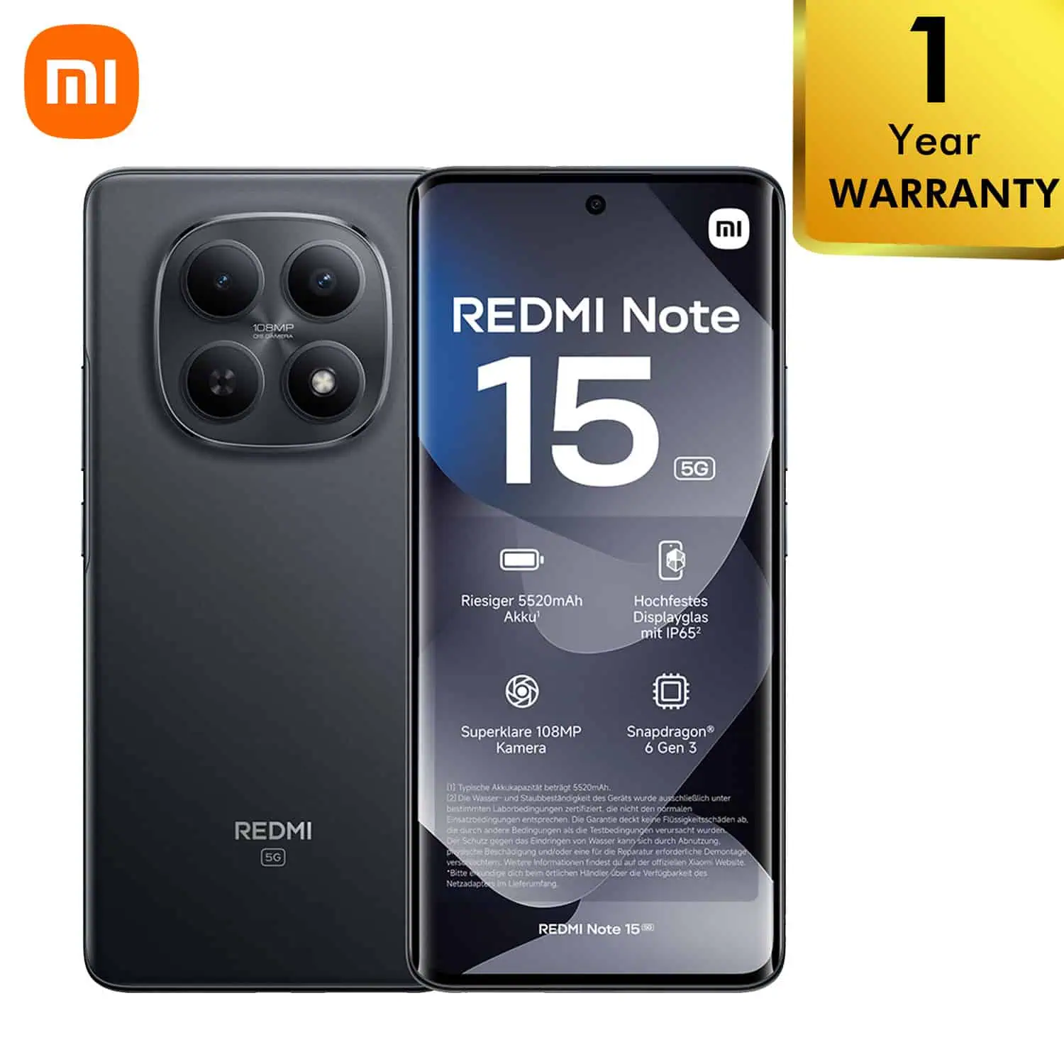 Xiaomi Redmi Note 15 5G 8GB RAM 256GB Black GenArc Sri Lanka Cover 01